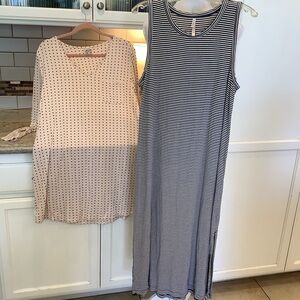 [Two] Soma Nightgowns Striped and Dot Size Large Short & Long